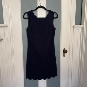 Navy JCrew Scallop Dress